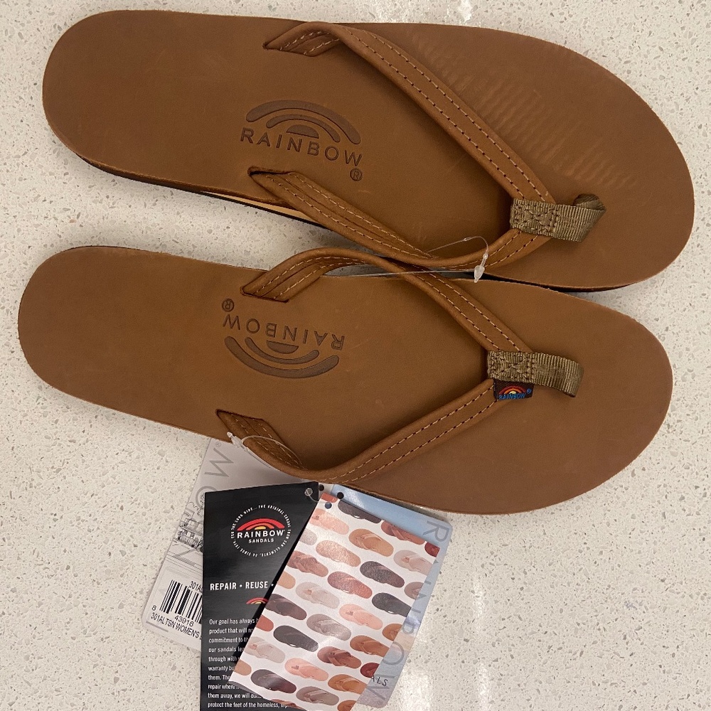 Rainbow Flip Flops Womens (Large)